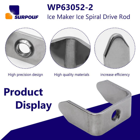 2 Pack Ice Auger Drive Bar WP63052-2 Replacement For Whirlpool Maytag Kenmore Ice Dispenser Yoke, metal parts, close-up view