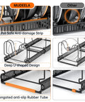 Zero Hassle Expandable Pot And Pan Lid Organizer Rack For Kitchen Cabinets With Ten Snap Tight Dividers To Store Skillets Cutting Boards And Heavy Cookware Clean with anti-damage strip and deep design.