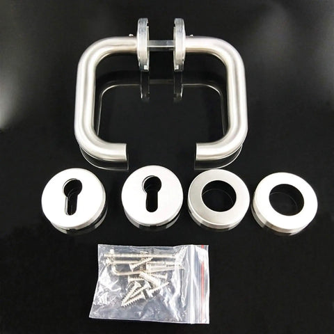 Components of Beefy 304 Stainless Steel Door Handle Lock Set For Interior Doors With Sliding Doors And Bathroom Levers