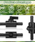 3/8 Inch Ball Valve Barbed Shut Off Valve With 2 Way Hose Barb For Sprayer, Drip Irrigation, And Aquariums, Durable 3 Pack