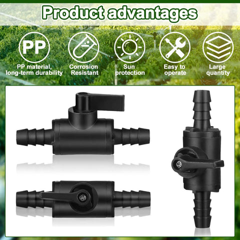 3/8 Inch Ball Valve Barbed Shut Off Valve With 2 Way Hose Barb For Sprayer, Drip Irrigation, And Aquariums, Durable 3 Pack