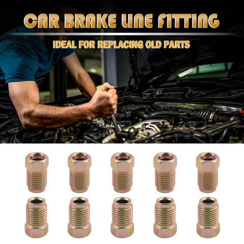 3 By 16 Dope Brake Line Fittings Kit With M10x1.0 Thread Metric Car Brake Line Union Pack Portable 10 Piece Set For Cars SUVs And Motorcycles Replaces Old Parts And Keeps Your Brakes Flowing, 10 galvanized steel fittings