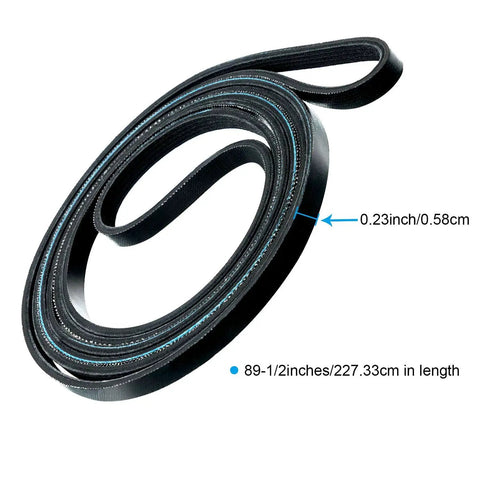 Dryer Drum Drive Belt Replacement 89.5 Inch 4 Rib Universal Fit For GE Hotpoint Dryers showing dimensions and ribs
