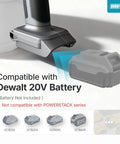 Heavy Duty Cordless Paint Sprayer Slick Smooth Operator For Tough Diy Projects Compatible With DeWalt 20V Batteries Power Pack Not Included showing battery compatibility details.