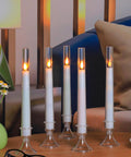 Battery Operated LED Flameless Candles With Timer, Outdoor Waterproof Candles in glass holders on table, realistic flicker