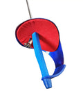 Three Pack Of Heavy Felt Fencing Sword Pads For Epee Foil Saber Guard Replacement on a blue fencing sword handle