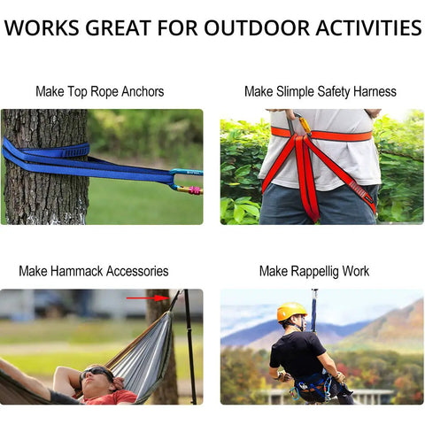 Uses of 16mm Climbing Slings Set Three Pack In Red 24 Inch 60 Cm 48 Inch 120 Cm 71 Inch 180 Cm 95 Inch 240 Cm for outdoor activities