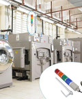 Industrial machines with attached Four Stack Andon Tower Lights Kit For Industrial Machines, Ultra Bright Four Color Signal Lights