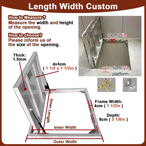 Slick Flush Floor Hatch Door For Basement Cellar Hidden Crawl Space Access Panel Locks Down Firm With Vinyl Tile Granite Or Wood Surfaces Heavy Duty Steel Plate 60X36 Inches dimensions and measurement guide.