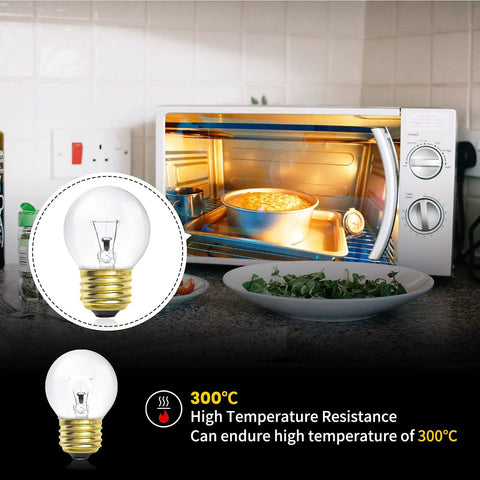 40 Watt G45 Oven Light Bulb Pack Of 5 With E26 Base 120V 330 Lumens High Temperature Appliance Bulb Replacement For Oven Stove Microwave Refrigerator Easy Install in kitchen setting
