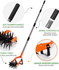 Rotary Cultivator Garden Tool With Adjustable Long Handle Tiller Featuring Star Shaped Rolling Tines For Lawn Care Weeder And Soil Aerator