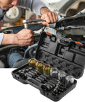 Mechanic using Pull And Press Sleeve Kit For Auto Repair Pro Grade 26 Pcs Steel Bush Removal And Installation Tools with carrying case