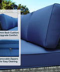 Outdoor Replacement Cushions for Patio Furniture 14 Piece Deep Blue Sofa Cushion Set Water Resistant for Rattan Wicker Sectional.