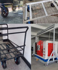 Heavy Duty 300 Mm Rubber Casters Set on various trolleys and machinery base with stainless steel fittings