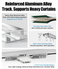 Smart Motorized Curtain Track System With Quiet High Torque Motor, Remote Control, Hands Free Voice Control, Obstacle Detection, Works With Alexa Google Home Tuya App For Home Bedroom 20 To 126 Inches, aluminum alloy track