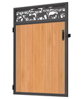 Heavy Duty Fence Gate Frame Kit With Anti Sag Design And All Weather 201 Stainless Steel Build For Backyards Left Or Right Setup Solid Reinforcement Hardware Built Damn Tough No Panels Included with wooden planks and decorative top.