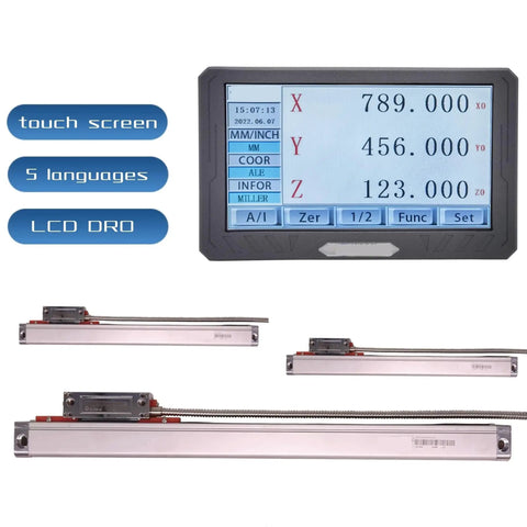 Top Notch 3 Axis LCD Touch Screen Digital Readout DRO Kit With Precision Linear Scale Encoder SDS200S display and scales