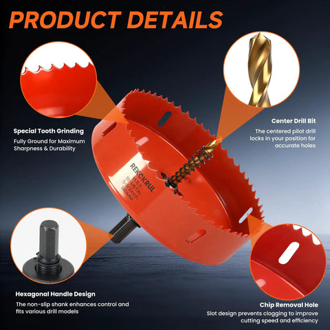 38mm One And A Half Inch Beefy Bi Metal Hole Saw With Eight Percent Cobalt HSS M42 Teeth highlighting tooth grinding and drill bit