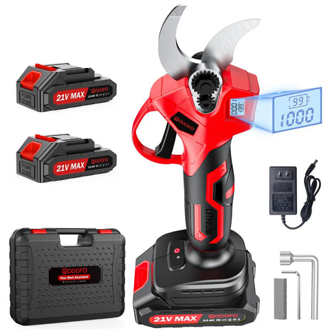 Electric Pruning Shears With LCD Display For Precise Garden Trimming, cordless brushless motor pruner with accessories