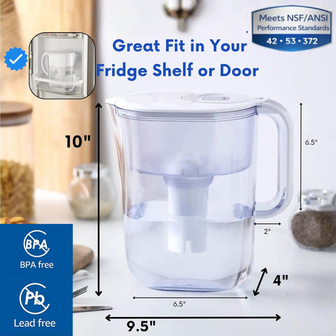 7 Cup Water Filter Pitcher With 3 Replacement Filters And Electronic Change Reminder Compatible With Standard Pitcher Filters