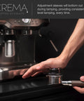 Barista using 53.3mm Coffee Distributor And Hand Tamper For Breville Portafilters Double Sided Adjustable Depth Tool