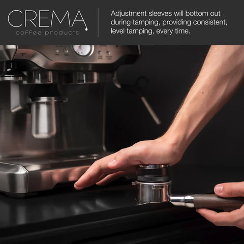 Barista using 53.3mm Coffee Distributor And Hand Tamper For Breville Portafilters Double Sided Adjustable Depth Tool