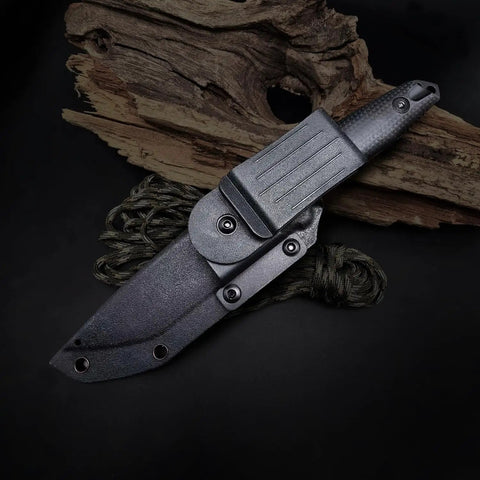 Edc Fixed Blade Knife With Anti Slip Textured Handle And 60 Degree Sharp Blade For Outdoor Camping And Daily Cutting Tasks, Durable Kydex Sheath