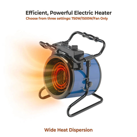 Powerful 3600 Watt 240 Volt Portable Industrial Heater With Steel Body Adjustable Tilt Thermostat emitting heat