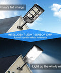 Ultra Bright Solar Street Light Dusk To Dawn Outdoor Lighting With 3 Modes Motion Sensor And Remote Control 6000K White Light 276 LEDs