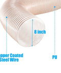 Close-up of 8 Inch Dust Collection Hose 20ft Flexible Collector Hose With Stainless Steel Clamps For Woodworking And Garage PU Material