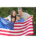 Family holding American Flag 3x5 Outdoor Heavy Duty Flag With Embroidered Stars And Sewn Stripes, Fade Resistant Exterior Grade