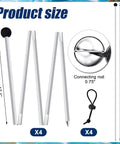 4 Pack Tent Poles Replacement Set Extra Canopy Poles For Beach Tents Parties Camping And Fishing 6.6 Feet Long Each Pole 200 Cm