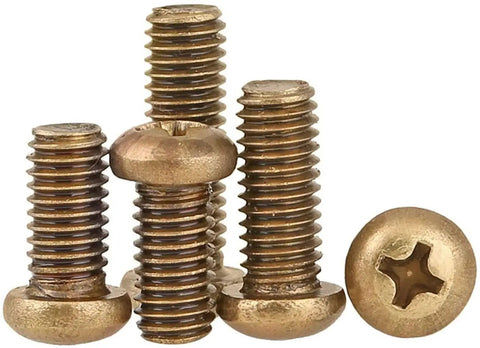 Top Tier Brass Self Tapping Screws With Classic Phillips Round Head Design and Knockout Heavy Duty Machine Bolt Build.