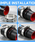 Heavy Duty T Bolt Hose Clamp Assortment Kit With 18 Stainless Steel Clamps In 9 Sizes From 34mm To 91mm Perfect For Car Diesel Truck Marine Turbo Intercooler And Radiator Jobs on black hose