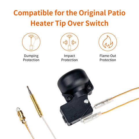 Repair Kit With Thermocouple And Safety Tilt Switch For Outdoor Propane Heaters To Fix Flame Not Staying Lit Issues