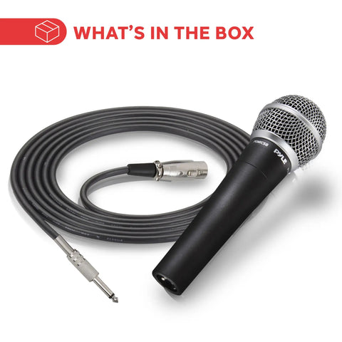 Stage And Studio Dynamic Cardioid Microphone With Built-In Pop Filter, Rugged Zinc Alloy Body shown with 15-Foot XLR Cable