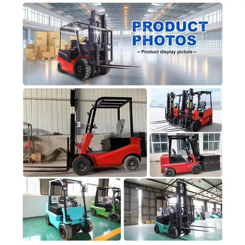 Heavy Duty Industrial Electric Forklift With Precision Steering, 4-Way Counterbalance Pallet Stacker displayed in factory setting.