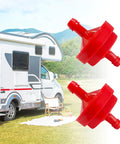 4 Pack Inline Gas Fuel Filter for Lawn Mowers, 1/4 Inch, 150 Micron Replacement shown with outdoor camper view
