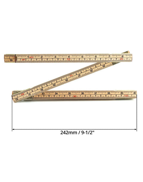 Two Pack Folding Wood Rule 6 Ft 6 In Ruler With US And Metric Measurements for carpenters, birch wood, unfolded view