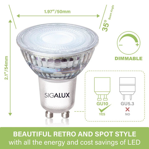 GU10 Dimmable LED Bulbs Daylight 5000K Four Point Five Watt 450 Lumen MR16 Style Spotlight Energy Saving Replacement For 50W Halogen Track