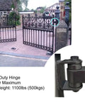 Beefy Built Heavy Duty Industrial Gate Hinges For Swing Gates Weld On To Large Iron Or Steel Vehicular Gates Up To 1100 Pounds Per Pair With Silent Operation And High Temperature Sealed Bearings Maintenance Free on wrought iron swing gate