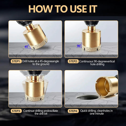 How to use Heavy Duty 10 Piece Diamond Hole Saw Kit With Brazed Coating for precise drilling into tile and stone.