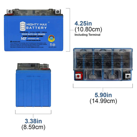 Dimensions of 12V Gel Battery YTX9-BS For Honda EU3000 Generator 2000-2011, showing height, length, width.