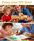 XMAXUECY basswood sheets for DIY crafts; top: man and child with wooden toy truck, bottom: adult guiding child drawing