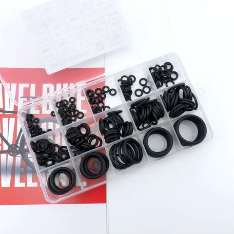 200 Piece O Rings Assortment Kit Nitrile Rubber Seals Gaskets Set in clear plastic case displaying 15 sizes