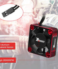 Heavy Duty 30mm RC Motor Cooling Fan With Heatsink, 28,000 RPM ESC Cooler in black and red with aluminum, wiring detail