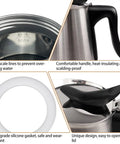 Electric Aluminum Moka Pot For 5 To 6 Cup Espresso Maker With Detachable Base features and close-up details
