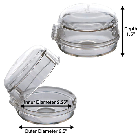 Stove And Oven Knob Safety Cover Set L730A Five Count Pack Easy To Install Kid Safe Kitchen Accessory Clear with measurements.