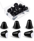DIY Friendly Self Adhesive Black Conical Rubber Bumpers Set Of 24 In Three Size Options with clear storage box