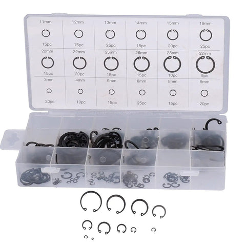Snap Ring Assortment Kit 300Pcs High Temperature Retaining Rings Alloy Steel For Automotive Shop And Home Use Must Have DIY Ready Heavy Duty Heat Treated Fasteners For Precision Fits. 300-piece box with 3-32 mm retaining rings